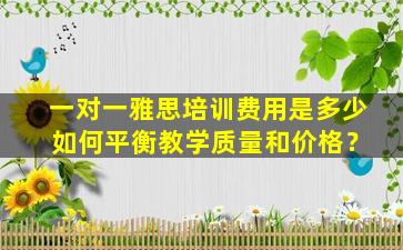 一对一雅思培训费用是多少 如何平衡教学质量和价格？